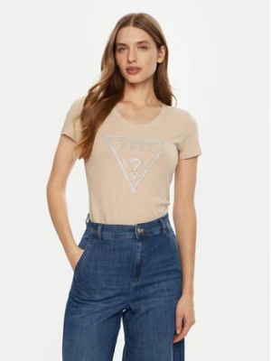 Guess T-Shirt W5RI11 J1314 Beżowy Regular Fit