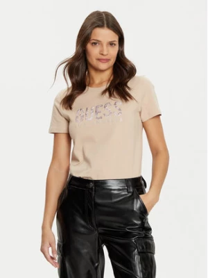 Guess T-Shirt W5RI19 I3Z14 Beżowy Regular Fit