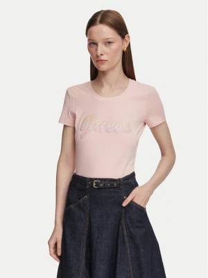 Guess T-Shirt W6YI56 K5028 Różowy jasny Slim Fit