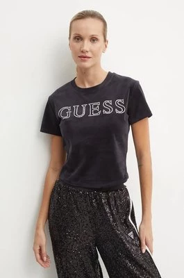 Guess t-shirt welurowy COUTURE kolor czarny V4BI29 KBXI2