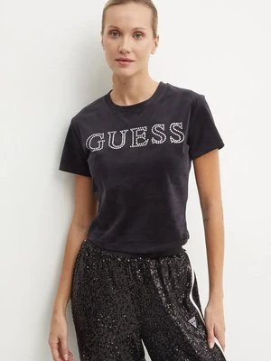 Zdjęcie produktu Guess t-shirt welurowy COUTURE kolor czarny V4BI29 KBXI2