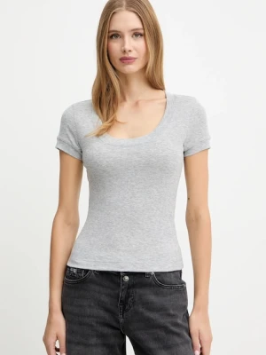 Guess t-shirt z domieszką jedwabiu TINA kolor szary W5YP11 KCNH2