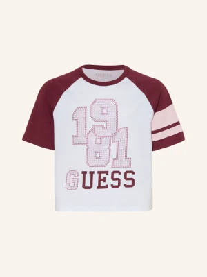 Guess T-Shirt Z Kamyczkami Ozdobnymi weiss biały