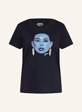 Guess T-Shirt Z Obszyciem Ozdobnymi Kamykami blau