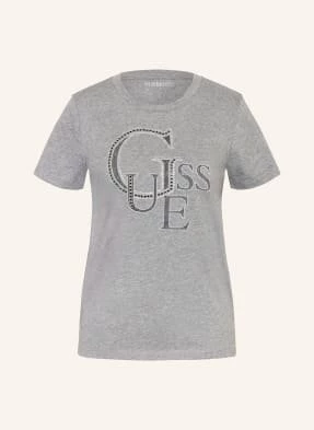 Guess T-Shirt Z Obszyciem Ozdobnymi Kamykami grau