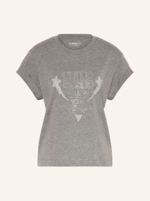 Guess T-Shirt Z Obszyciem Ozdobnymi Kamykami grau