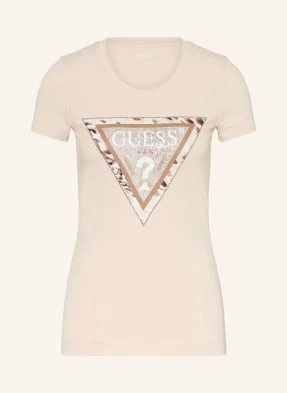 Guess T-Shirt Z Obszyciem Ozdobnymi Kamykami rosa