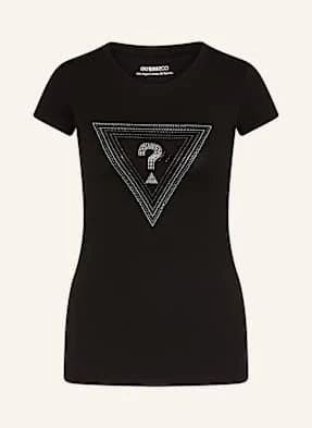 Guess T-Shirt Z Obszyciem Ozdobnymi Kamykami schwarz