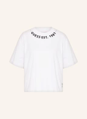 Guess T-Shirt Z Obszyciem Ozdobnymi Kamykami weiss