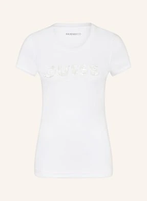 Guess T-Shirt Z Obszyciem Ozdobnymi Kamykami weiss