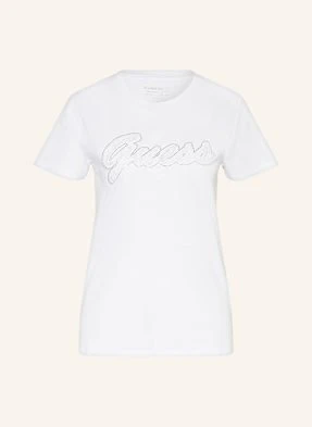 Guess T-Shirt Z Obszyciem Ozdobnymi Kamykami weiss