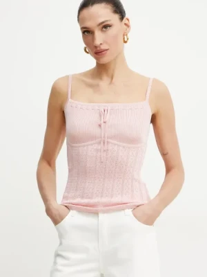 Zdjęcie produktu Guess top bawełniany REINA kolor różowy W5GR40 Z3NX0