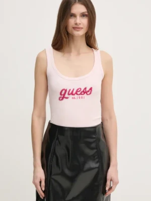 Guess top CHENILLE damski kolor różowy W5RP03 KA0H1