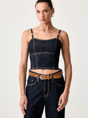 Guess top damski jeansowy ZELDA granatowy