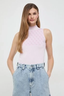 Guess top LISE damski kolor różowy z półgolfem W3YR26 Z37K0