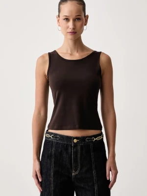 Guess top damski z lyocellem JUNIE brązowy