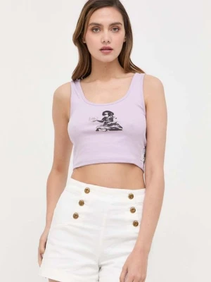 Guess top Guess x Banksy damski kolor fioletowy