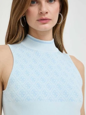 Guess top LISE damski kolor niebieski z półgolfem W3YR26 Z37K0