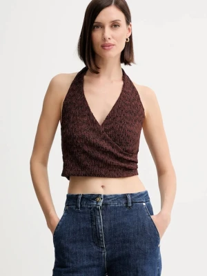 Guess top NALENY damska kolor brązowy wzorzysta W5YP18 KCYE2