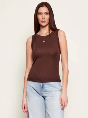 GUESS Top TINA | Slim Fit | z dodatkiem jedwabiu i wełny