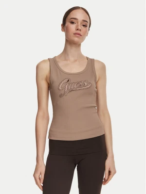 Guess Top W6YP30 K4380 Brązowy jasny Slim Fit