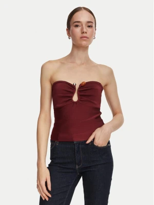 Guess Top W6YR37 Z1042 Bordowy Slim Fit