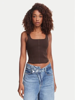 Guess Top W6YZ08 Z0979 Brązowy ciemny Slim Fit