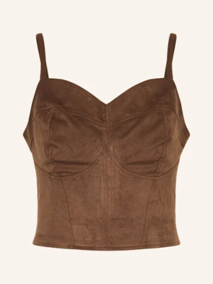 Guess Top Z Imitacji Skóry braun