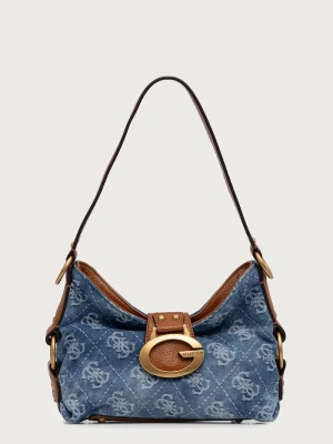 Guess torebka hobo damska z bawełną CAMDEN niebieski