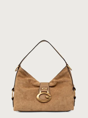 Guess torebka hobo damska z imitacji zamszu CAMDEN beżowy