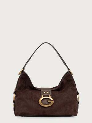 Guess torebka hobo damska z imitacji zamszu CAMDEN brązowy