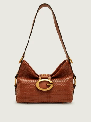 Guess Torebka na ramię Camden Mini koniakowy