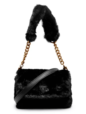 Guess Torebka na ramię SAMIA | shearling czarny