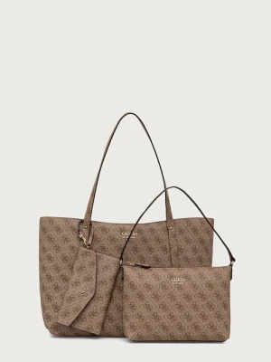 Guess torebka shopper damska z imitacji skóry BRENTON beżowy
