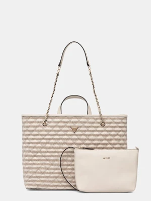 Guess torebka shopper damska z imitacji skóry GIULLY beżowy