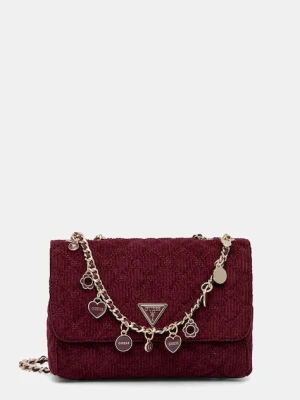 Guess torebka sztruksowa GIULLY kolor bordowy HWCG96 73200