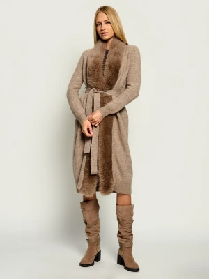GUESS Wełniany kardigan Nairobi | Regular Fit beżowy