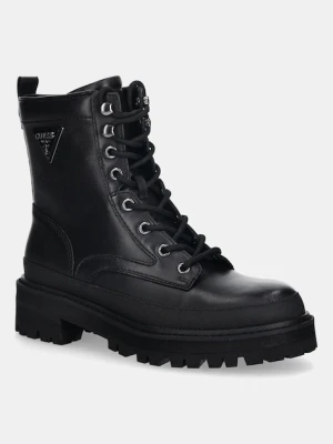 Guess workery skórzane BADA2 damskie kolor czarny na płaskim obcasie FLFB2D LEA10