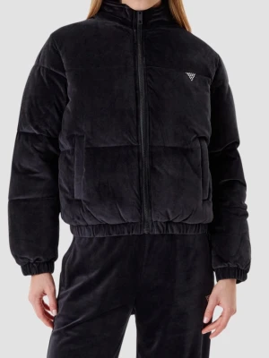 GUESS Сzarna zamszowa kurtka damska Couture Puffer, Rozmiar L