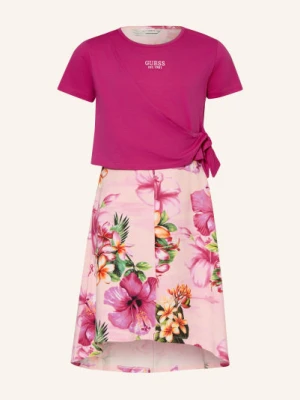 Guess Zestaw: Sukienka Z Dżerseju I Koszulka pink