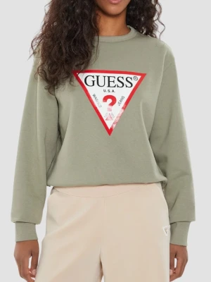 Zdjęcie produktu GUESS Zielona bluza damska z dużym logo Original Fleece, Rozmiar XS