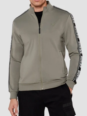 GUESS Zielona męska bluza z lampasami New Arlo, Rozmiar XXL