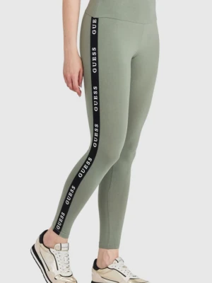 GUESS Zielone legginsy damskie z lampasami, Rozmiar XS