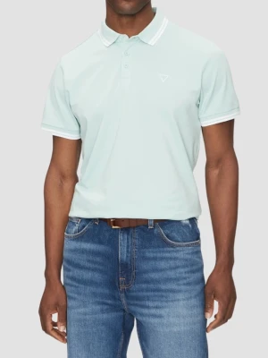 GUESS Zielone męskie polo Pique, Rozmiar L