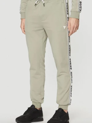 GUESS Zielone męskie spodnie dresowe z lampasami New Arlo, Rozmiar XL