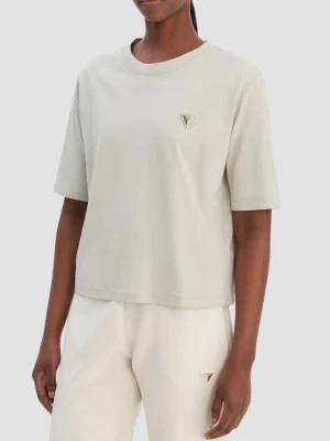 GUESS Zielony bawełniany t-shirt damski na krótki rękaw Colette Boxy, Rozmiar XS