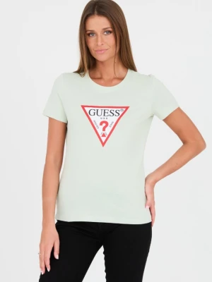 GUESS Zielony damski t-shirt bawełniany Original Tee, Rozmiar S