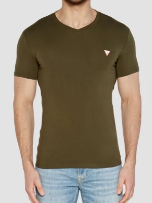 GUESS Zielony męski t-shirt z małym logo, Rozmiar S