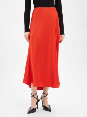 Guido Maria Kretschmer Damska satynowa spódnica - Fabiola Kobiety Satyna czerwony jednolity,