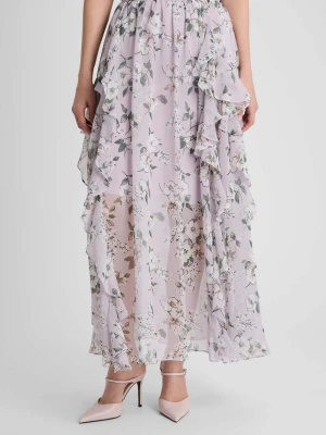 Guido Maria Kretschmer Damska szyfonowa spódnica maxi - Kate Kobiety Szyfon lila|biały|zielony wzorzysty,
